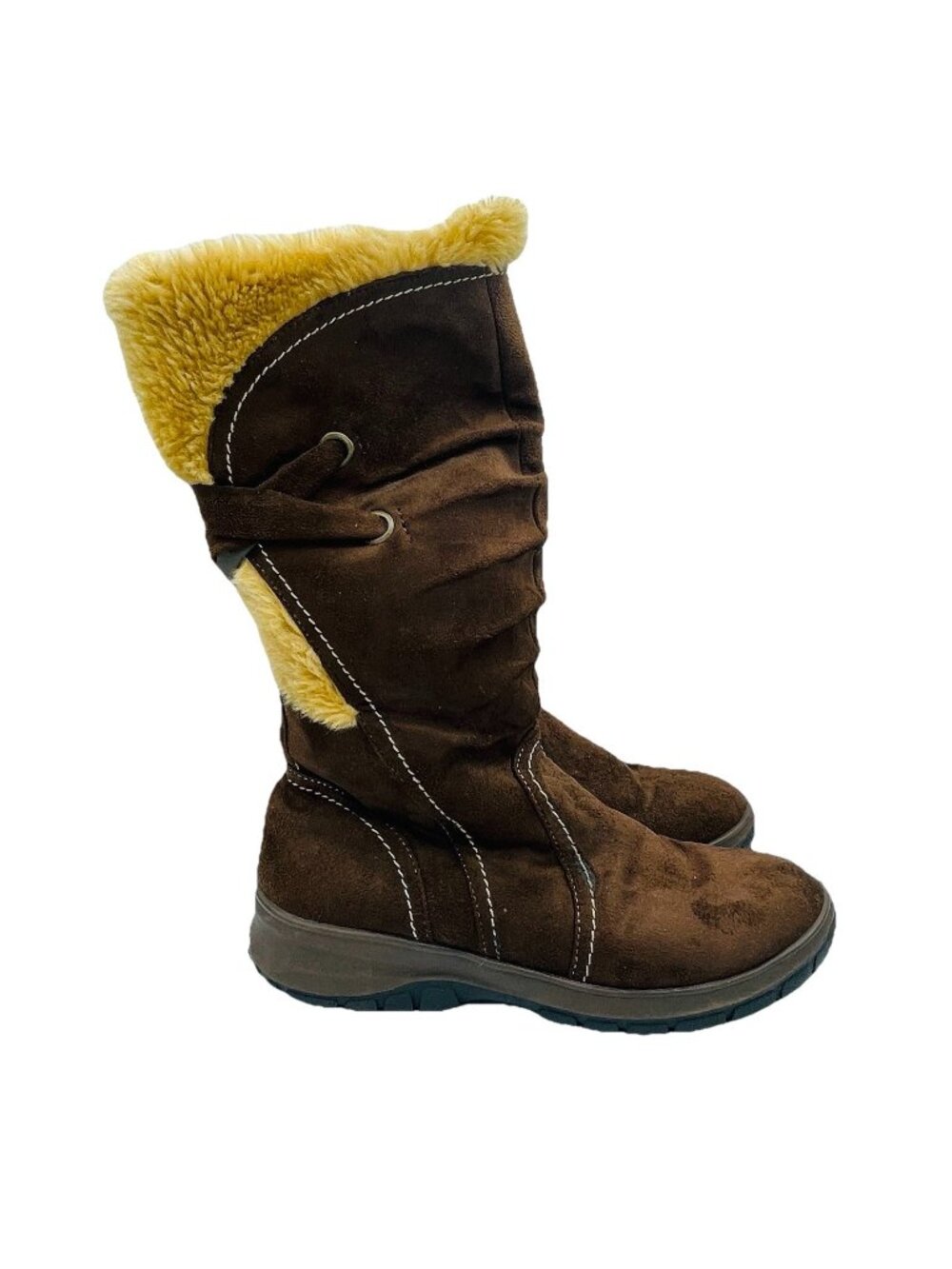 Falls Creek Shoes Womens Size 7 Brown Holly Suede Mid-Calf Zip Heeled Boots